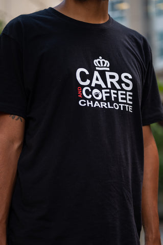 Charlotte Cars and Coffee Black T-shirt